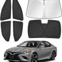 Canvcle Window Shades for 2018-2024 Toyota Camry Accessories Windshield Sun Shade Side Rear Window Cover Sunshade Sun Visor Shield Privacy Protection for Camping Keep Vehicle Cool Black 6PCS
