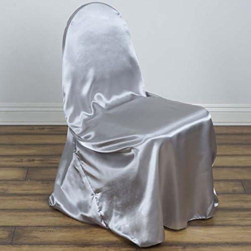  Silver Universal Satin Chair Covers, 1 Pack