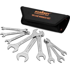 HORUSDY Thin Wrenches Set | SAE | 9-Piece | Including 1/4" - 1" | Bike Wrench Set | Thin Open End Wrench Set with Rolling Pouch HORUSDY Thin Wrenches Set | SAE | 9-Piece | Including 1/4" - 1" | Bike Wrench Set | Thin Open End Wrench Set with Rolling Pouch