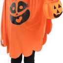 Seasons Pumpkin Cape for Kids, Halloween Costume With Headband and Pumpkin Bag for 4-9Y