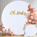 Gallety 7.2FT White Round Backdrop Cover with Size Adjuster & 4 Metal Clips, Universal Fit for 5ft-7.2ft Circle Stand, Polyester Fabric Arch Cover for Wedding, Birthday Party, Videos Photography Decor