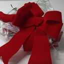 Zeyune 6 Pcs 10.63 x 15.35'' Velvet Red Christmas Bows with LED Lights Waterproof Christmas PVC Bow Large Plastic Lighted Bows for Christmas Tree Toppers Decor Wreath for Xmas Indoor Outdoor Decor