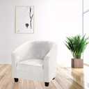 MIFXIN Club Chair Slipcover High Stretch Velvet Tub Chair Cover 1 Piece Spandex Removable Washable Armchair Sofa Couch Furniture Protector for Living Room (Velvet-White)
