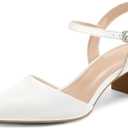 mysoft Women's Pumps 2 Inch Chunky Block Heel Pointed Toe Ankle Strap Slingback Wedding Party Dress Shoes 8