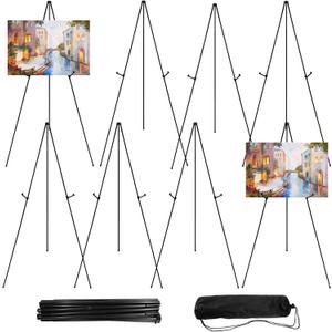 8PCS Black Easel Stand for Wedding Sign Stand, 66 Inch Portable Picture Stands for Display, Tripod Artist Easel for Painting, Floor Wedding Welcome Sign Stand, Metal Easel with Portable Bags