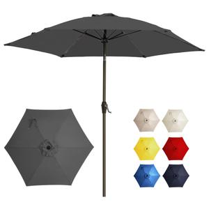 GREFORG 7.5FT Large Outdoor Patio Umbrella with Crank & Tilt - Durable Market Umbrella for Outdoor Patio with 6 Fiberglass Ribs for Poolside,Deck,Yard,Garden,Grey