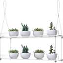 2-Tier Acrylic Window Display Shelves  16" Adjustable Clear Racks for Herbs, flowers and Indoor Greenery in Kitchen & Bedroom