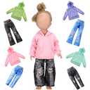 Bencailor 8 Pieces Winter 18 Inch Doll Clothes Dolly Girl Accessories Cotton Sweaters Denim Pant Regular Outfit Clothing for 18 Inch Doll(Green,Pink,Purple,Blue)
