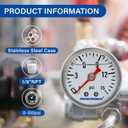 MEASUREMAN 1-1/2" Dial Size, Glycerin Filled Fuel Pressure Gauge, 304 Stainless Steel case, 0-15Psi, 3-2-3%, 1/8" NPT Back Mount