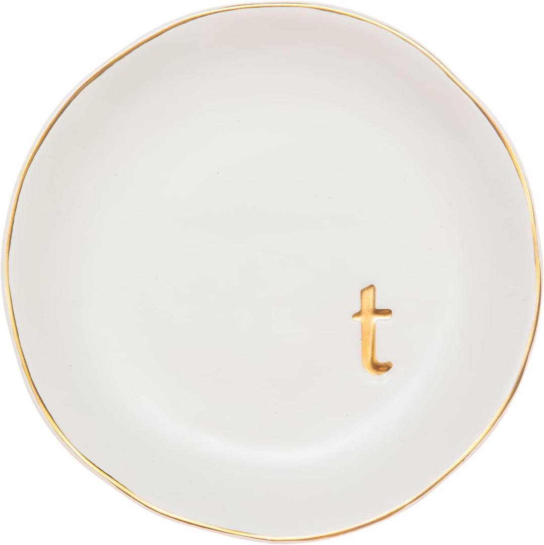 COLLECTIVE HOME - Ceramic Jewelry Tray, Decorative Trinket Dish for Rings Earrings Necklaces Bracelet Watch Keys, Birthday Mother's Day Christmas Gift for Women, 4.75", White Surface 