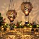 TERESA'S COLLECTIONS 2 Pack Hummingbird Flame and Hot Air Balloon Hanging Solar Lantern for Garden Decor, Outdoor Lights for Yard Decoration,Patio Yard Porch Lawn Ornaments as Gifts for Mom,18 Inch