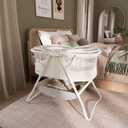 Dream On Me Karley Bassinet, Award Winner Lightweight Travel Baby Bassinet, Foldable Bedside Sleeper, Adjustable Double Canopy, Spacious Design, Soft Fabric, Storage Basket – French White
