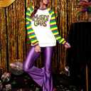 DUTUT Mardi Gras Sweatshirt for Women: Mardi Gras Shirt Sequin Sparkly Crewneck Sweater Carnival Party Pullover Top (S)