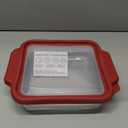 Anchor Hocking Glass Baking Dishes for Oven, 8 Inch Square Glass Cake Pan with TrueFit Cherry Lid (Red)