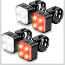 Bike Lights Set, Rechargeable Bicycle Lights Front and Rear, 4 Light Mode Options, Bike Headlight, IPX4 Waterproof, Easy to Install for Men Women Road （ 2 Pack ）