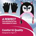 PEAK 2 PEAK Girls Knitted Animal Beanie Winter Hat & Glove Set  Warm Cold-Weather Accessories for Ages 49