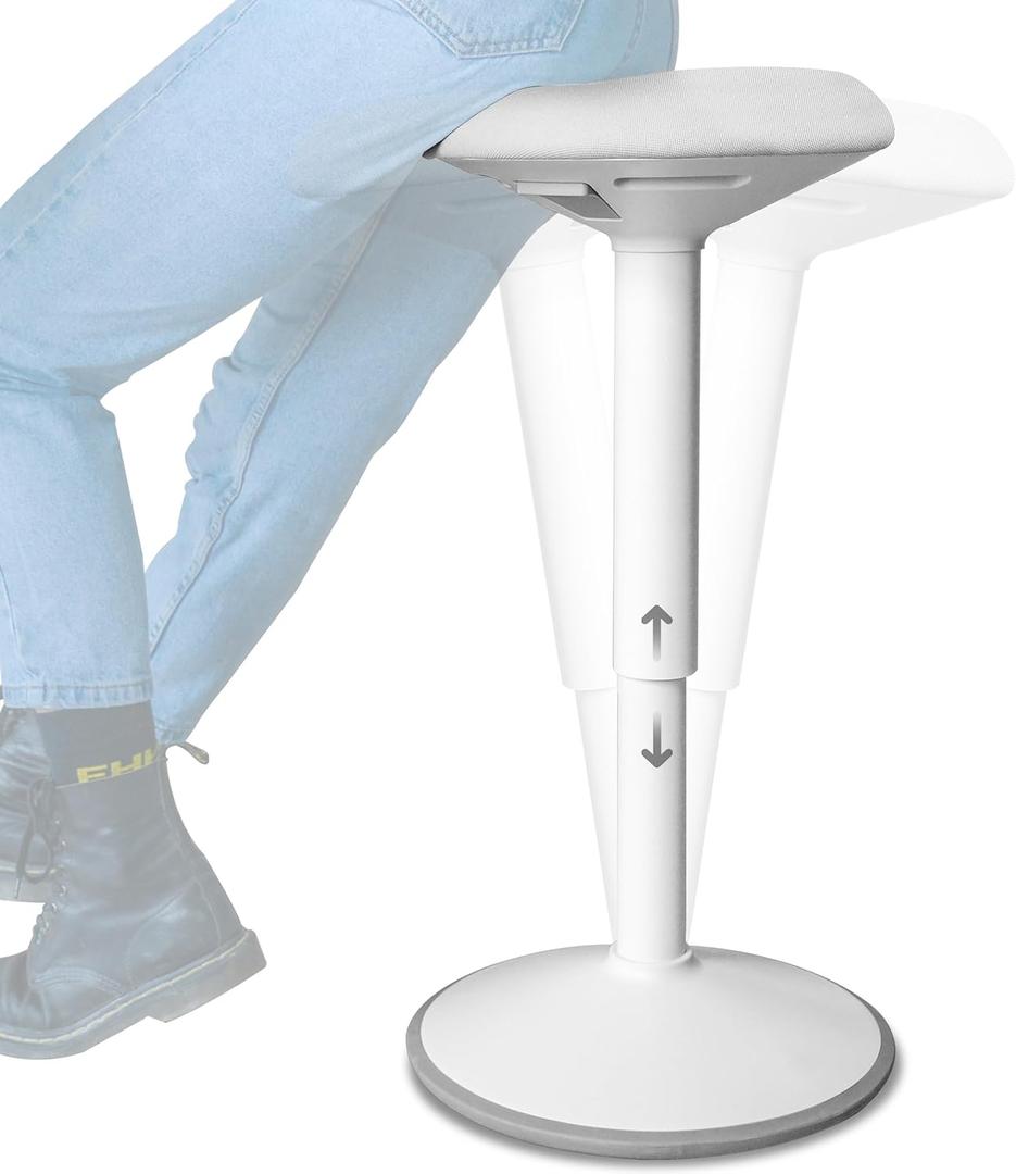 Backerz Standing Desk Stool Chair, Height Adjustable Stool 21-31 inch for Office and Classroom, Swivel Stool, Anti-Slip Bottom Ergonomic Wobble Stool with Rocking Motion, White Backerz Standing Desk Stool Chair, Height Adjustable Stool 21-31 inch for Office and Classroom, Swivel Stool, Anti-Slip Bottom Ergonomic Wobble Stool with Rocking Motion, White