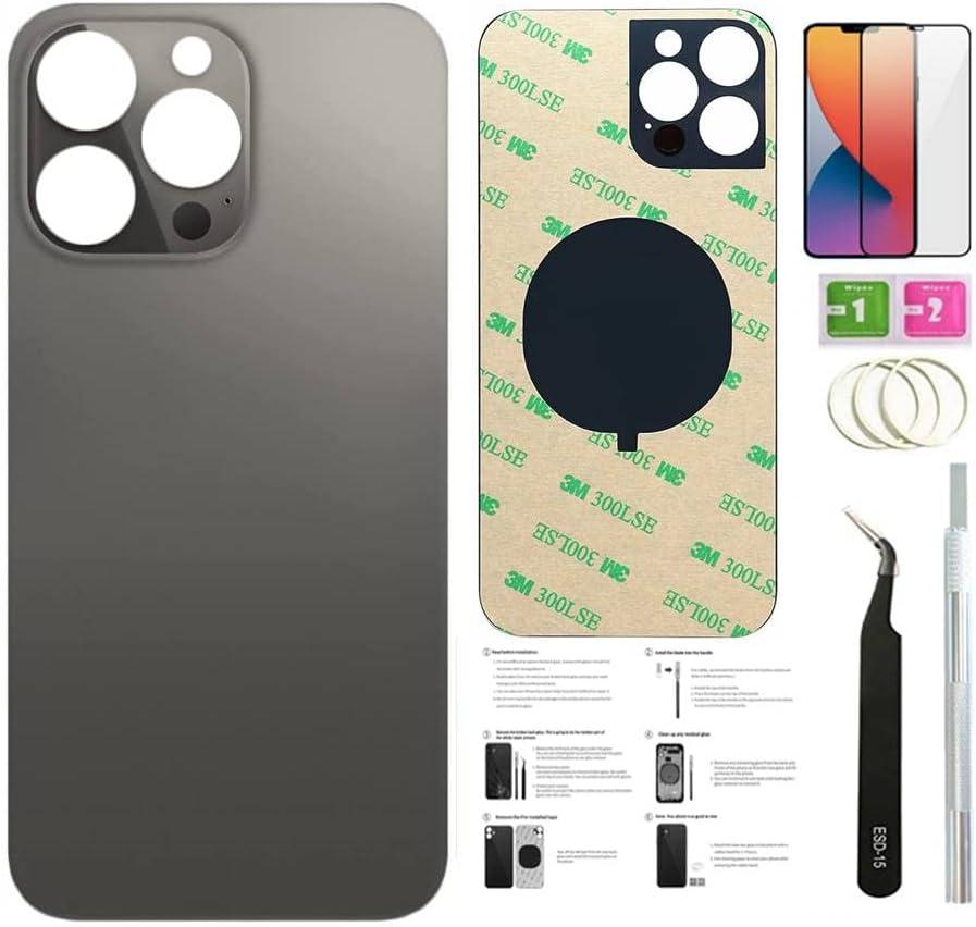 13 Pro Max Back Glass Replacement for iPhone 13 Pro Max Back Cover Glass (6.7 Inch) with Pre-Installed Tape +Installation Instruction + Repair Tools+ Screen Protector (Graphite)
