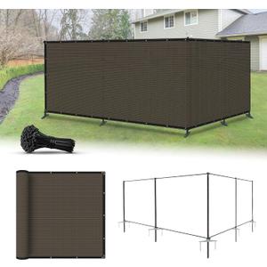 5' x 24' Privacy Fence Kit Freestanding Mesh Screen with Iron Poles Temporary Fencing Outdoor Patio Backyard Divider Dog Air Conditioner Trash Fence Brown