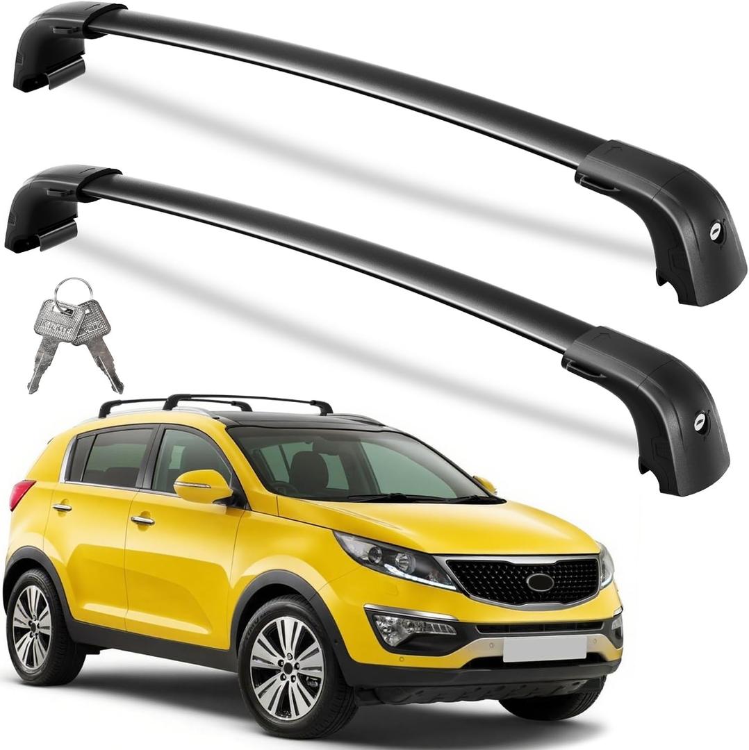 Wonderdriver Lockable Roof Rack Cross Bars 300lbs Compatible with Kia Sportage 2010 2011 2012 2013 2014 2015,Heavy Duty Aluminum Roof Rails Crossbars Black Rooftop Luggage Compatible with Kia Sportage 2010-2015
