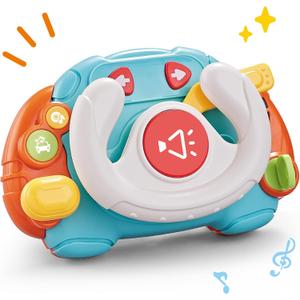 Baby Montessori Sensory Learning Travel Activities Toys with Sound Light - Baby Steering Wheel Music Toys for Babies 6 9 12 18 Months - Infant Newborn Shower Gifts for Toddlers 1-3 Year Old Boys Girls