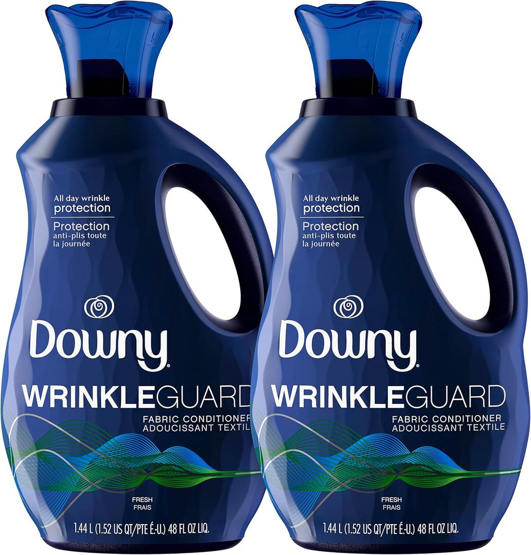 Downy WrinkleGuard Liquid Fabric Softener and Conditioner, Fresh, 48 fl oz 48 Loads, Pack of 2