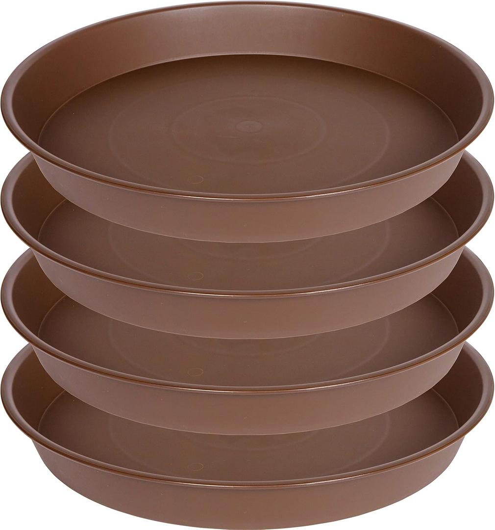 4 Pack of 16-inch Plant Saucer (13.5" Base), Heavy Duty Plastic Plant Tray for Pots, Flower Water Trays for Indoors, Bird Bath Bowls, Plant Drip Saucers for Planter 14"/15"/16"  