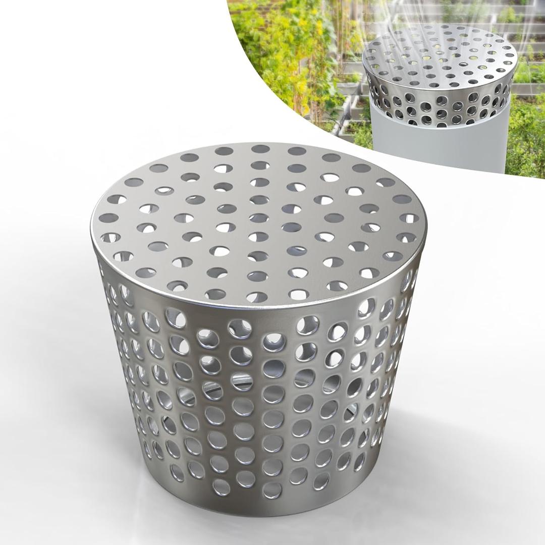 BJADE'S PVC Pipe Termination Cap, Stainless Steel Mesh Screen Vent Cover Suit for 3.6-4.3in Inner Diameter Outlet, Round Furnace&Roof Vent Cap,Keep Birds and Leaves Debris Out