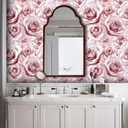 Abyssaly Pink Rose Floral Peel and Stick Wallpaper Modern Large Flower Contact Paper Boho Removable Self Adhesive Mural Wall Decor for Bedroom Living Room Cabinets Thicken Vinyl Roll 17.3" x 236"