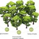 VANZACK Model Trees, 12 Pieces Plastic Pine Trees, 1:50 Scale, Green, for DIY Railways Landscape