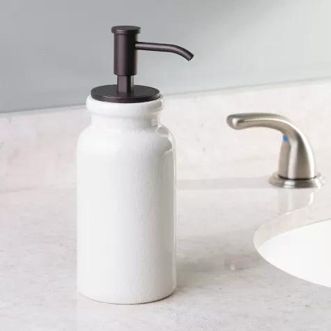 iDESIGN Westport Soap Pump Cream/Bronze: Ceramic & Metal, Hand Wash, 15oz Capacity