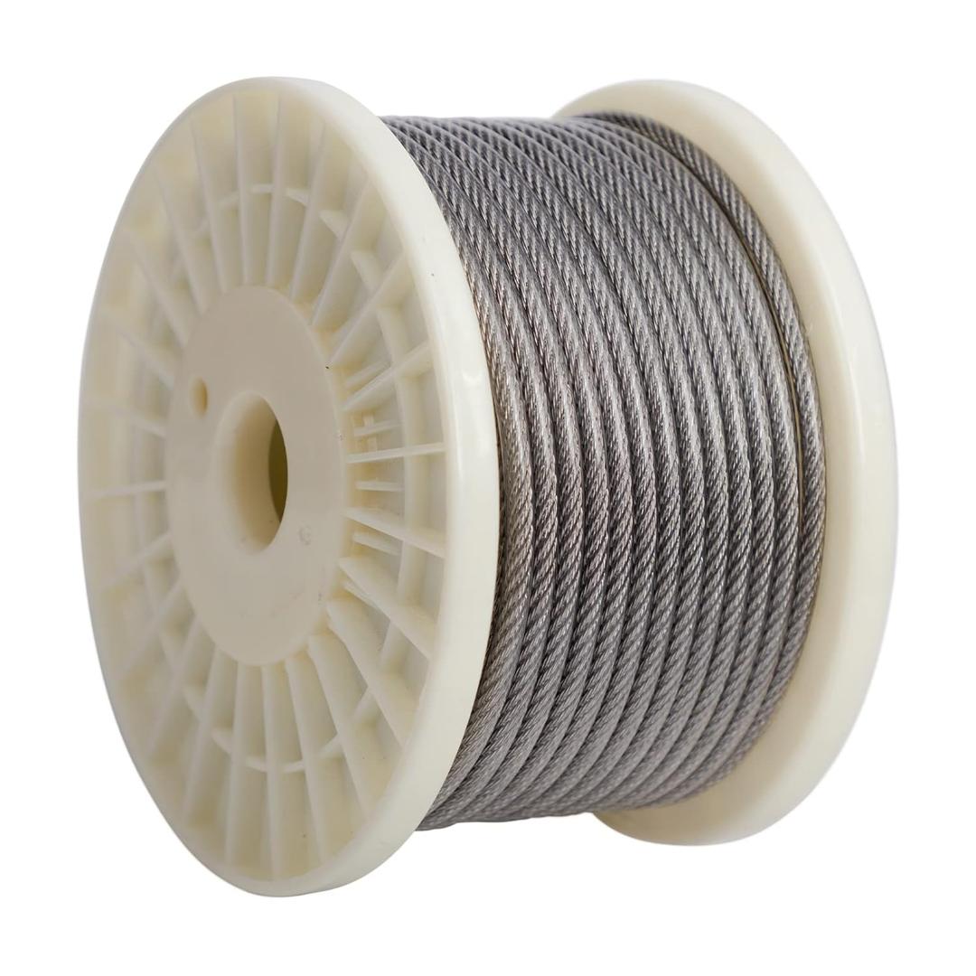 AGTEK Wire Rope Stainless Steel Vinyl Coated Aircraft Cable for Decking Railings String Lights, 100 Feet-by-1/8-Inch Thru 3/16-Inch, 7x7 Strands Construction