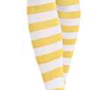 DAZCOS Striped Thigh High Socks Elastic Over The Knee Knit Stockings for Halloween Christmas Daily and Cosplay (One Size, Yellow+white)