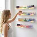 Hiceeden 4 Pack 15" Iridescent Acrylic Floating Shelves, Wall Mounted Floating Bookshelf Organizer for Room, Clear Nail Polish Sunglasses Display Shelf for Picture Ledge, Book, Funko Pop