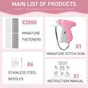 Stitch Gun for Clothes Handheld Stitch Gun Quick Clothing FixerSewing Kit Includes 1,000 Black Fasteners & 1,000 White Fasteners & 6 NeedlesTagging GunPink