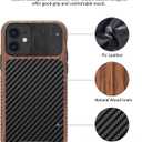 Magnetic Case Compatible with iPhone 11 Case [Compatible with MagSafe] Wood and Leather Carbon Fiber Design Hybrid Shockproof Phone Case (Black)