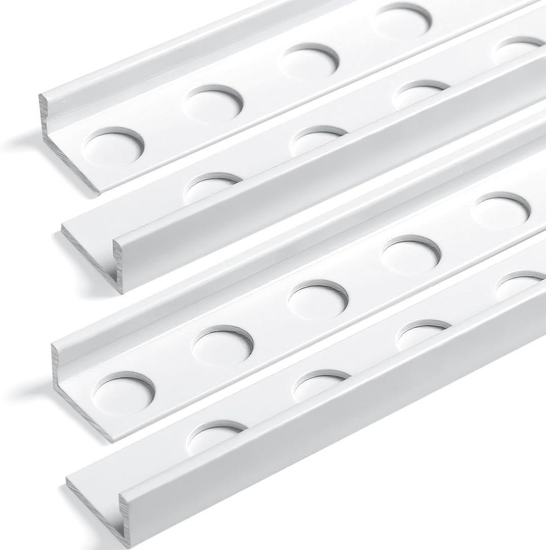 Blulu 4 Pcs Aluminum Tile Edge Trim Edging 49-1/4 in. L Shaped Metal Tile Corner Trim Protector with 90° Angle for Backsplash, Bathroom, Kitchen(White,3/8 in.)