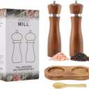 Wooden Salt and Pepper Grinder Set Shakers with Ceramic Core Adjustable Coarseness Manual Adjustable Coarseness 8 Tall Grinders molinillo de sal y pimienta