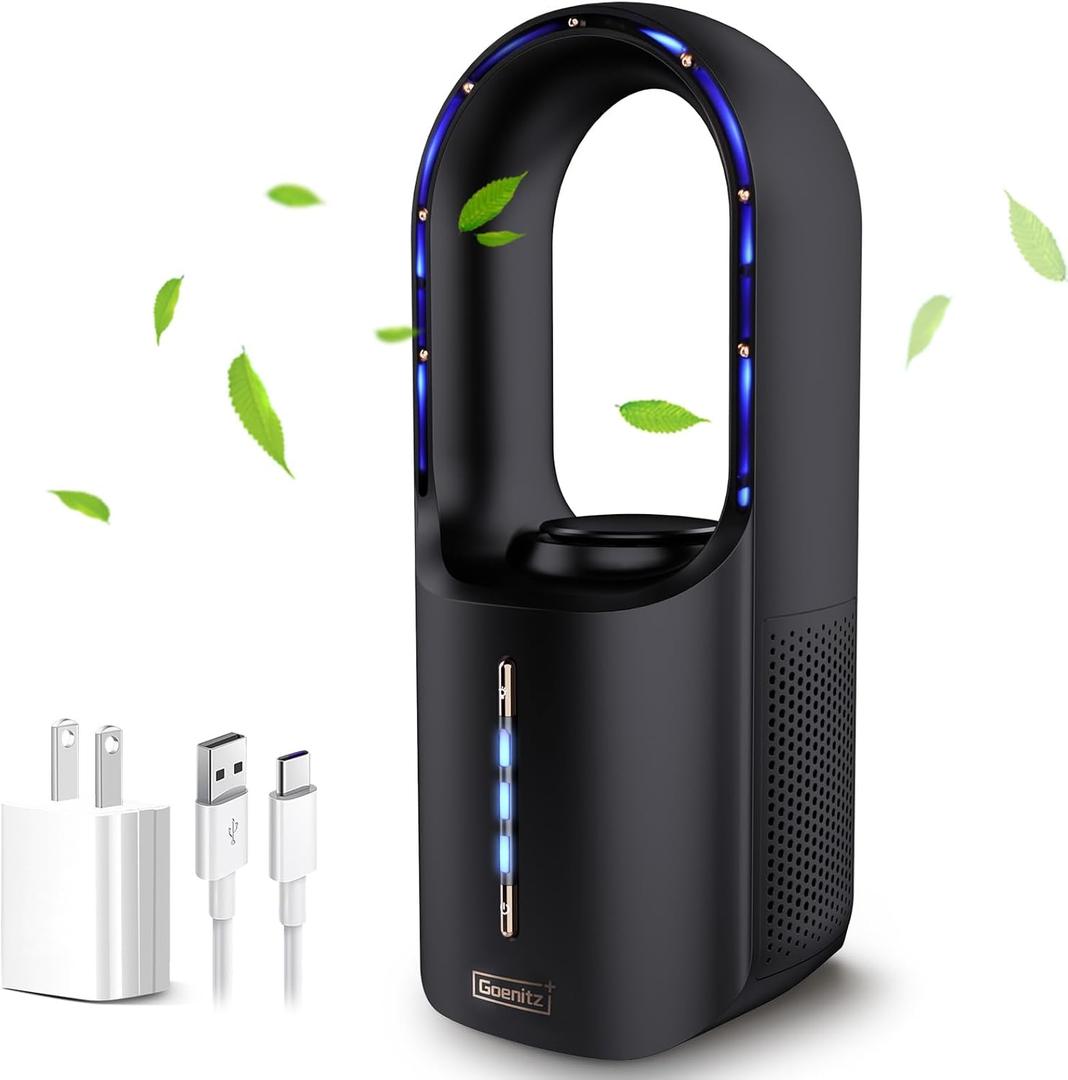 Inmorven Bladeless Desk Fan, Small Desktop Fans for Office Quiet Plug In, Mini Table Fan for Bedroom, Portable Air Circulator with USB Charging, 11.8 Inch Inmorven Bladeless Desk Fan, Small Desktop Fans for Office Quiet Plug In, Mini Table Fan for Bedroom, Portable Air Circulator with USB Charging, 11.8 Inch