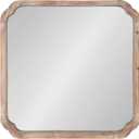 Kate and Laurel Marston Rustic Square Wall Mirror, 24" x 24", Natural Wood, Decorative Farmhouse-Inspired Wood Wall Decor
