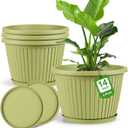 14-inch-Large-Planters-for-Outdoor-PlantPlastic Indoor Flower Pots with Drainage Holes & Saucer4 Packs Decorative Garden Pots for Plantfor Home Porch Decor