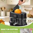Electric Orange Juicer, Dual-Head Citrus Juicer Squeezer with Power Cord & Cleaning Brush, Built-in Cutter, One-Touch Automatic Electric Juicer Machine for Orange, Lemon and Grapefruit, Black