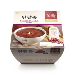 BONJUK Sweet Redbean Juk(Porridge) Bowl - Korean soup stew Kfood, Hearty Breakfast Oat Meal 9.5oz(270g), Bowl Type, Best Before 2026.05.10 