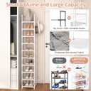 LANTEFUL Tall Narrow Shoe Rack 10-Tier Skinny Shoe Shelf Storage for 10-15 Pairs Shoes and Boots, Space Saving Corner Shoe Rack Organizer for Closet, Entryway, Garage, Living Room,White
