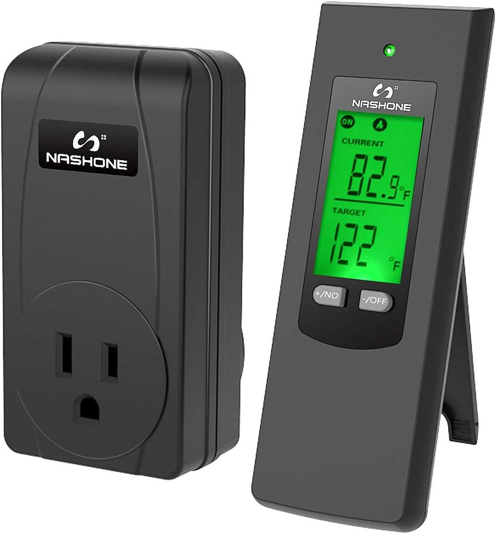 Wireless Thermostat Outlet, Thermostat Controller for Home, Thermostat Outlet Plug and Wireless Thermostat with Built-in Temp Sensor Remote Control
