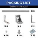 8Pack 2020 Aluminum Extrusion V-Slot 300mm Silver Extruded Aluminum Profile 20x20 V-Slotted Framing European Standard Anodized Linear Rail for 3D Printer Accessories Parts