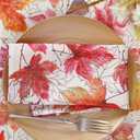 Softalker Fall Dinner Napkins, 17 x 17 Inch Set of 4, Thanksgiving Autumn Harvest Maple Leaf Farmhouse Dinner Napkins for Party Picnic Dinner Decor