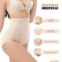 KLVEE Shapewear Tummy Control Underwear High Waisted Girdle Body Shaper Butt Lifting Panties Spanks for Women (Beige, M)