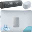 Ear Piercing Pillow with Foam Plug for Side Sleepers-Ear Pillow with Off Center and 4.7"X3.2" Large Ear Hole for Ear Pain/CNH, Soft CertiPUR-US Memory Foam, Cooling Removable Cover, Travel 16"X11"X4''