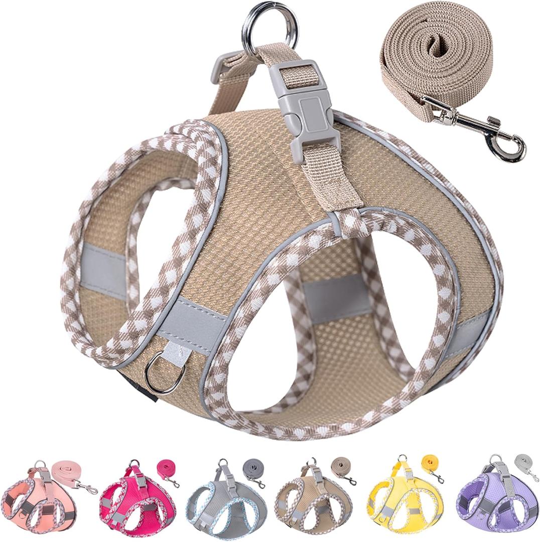 Petank Dog Harness for Small Medium Dogs No Pull, Puppy Harness and Leash Set for Walking, Running, Training, Small Dog Harness, Medium Dog Harness (Brown, XXS)